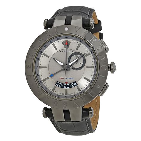 versace v-race grey dial men's gmt alarm|Versace V.